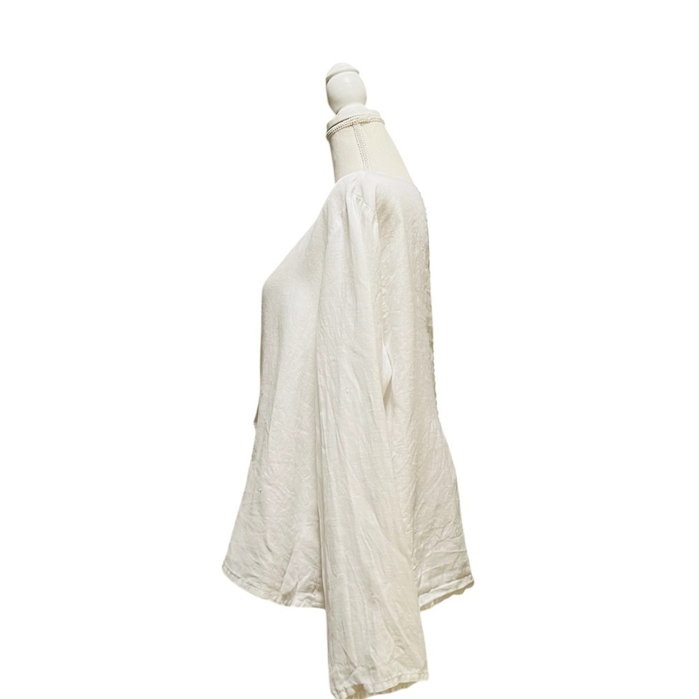 Flax White Linen Button Down Shirt Size Small - Picture 3 of 12
